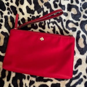 Kate Spade red nylon wristlet